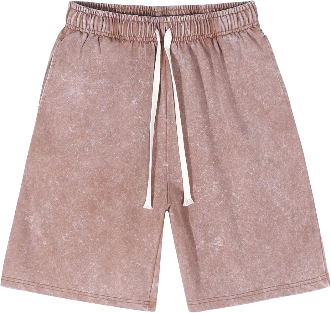 BINTEHGS Vintage Cotton Sweat Shorts Women Wide Leg Acid Wash