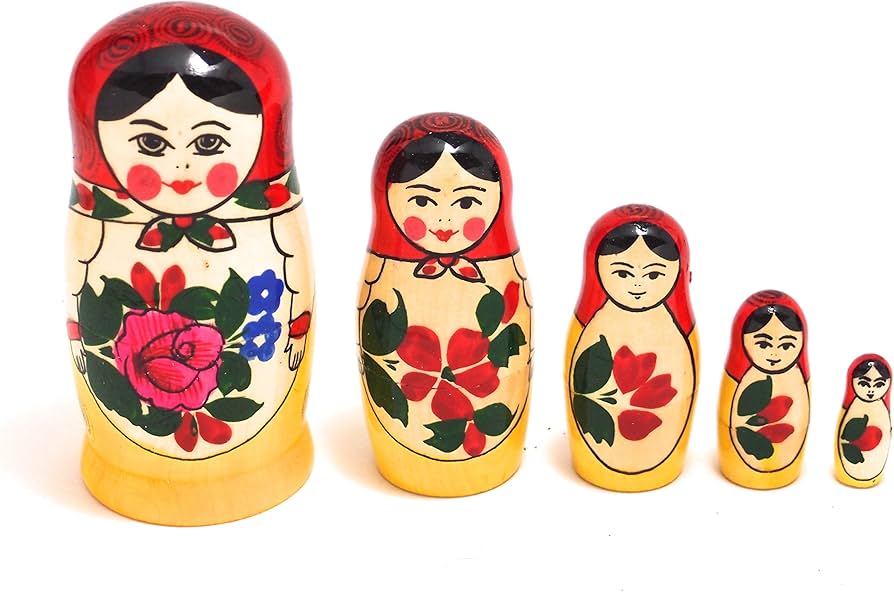 Amazon | セミョーノフ産 マトリョーシカ 5個組 伝統柄 (赤頭巾