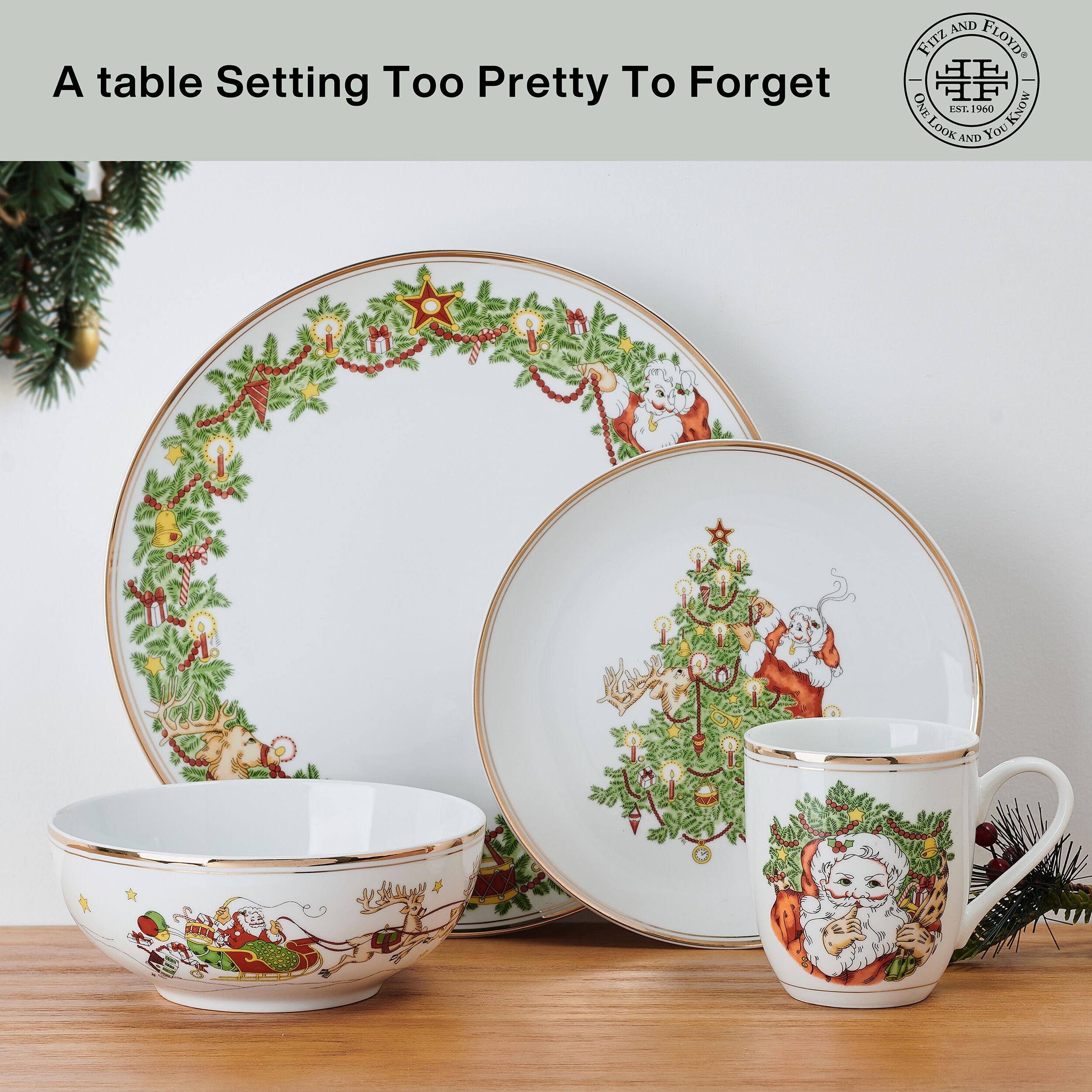 Amazon.com | Fitz and Floyd St. Nicholas Gold Banded Holiday 16