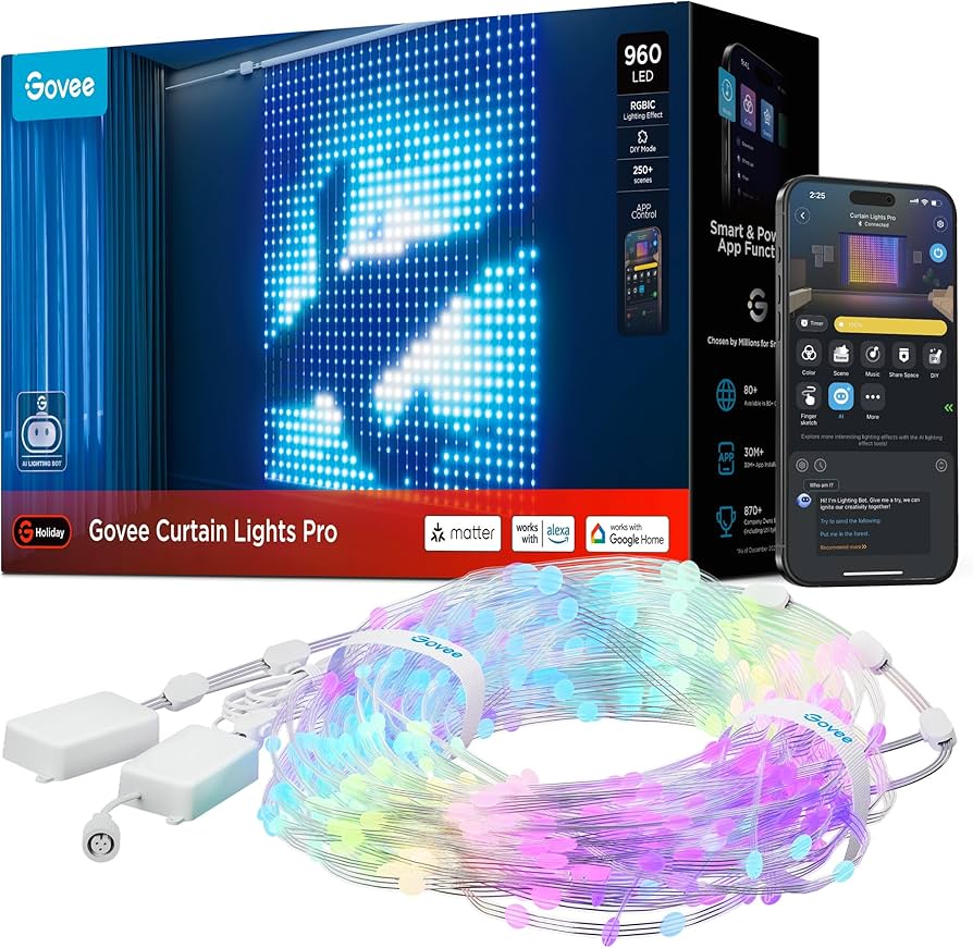 Amazon.com: Govee Curtain Lights Pro, Upgraded 960 LEDs Smart