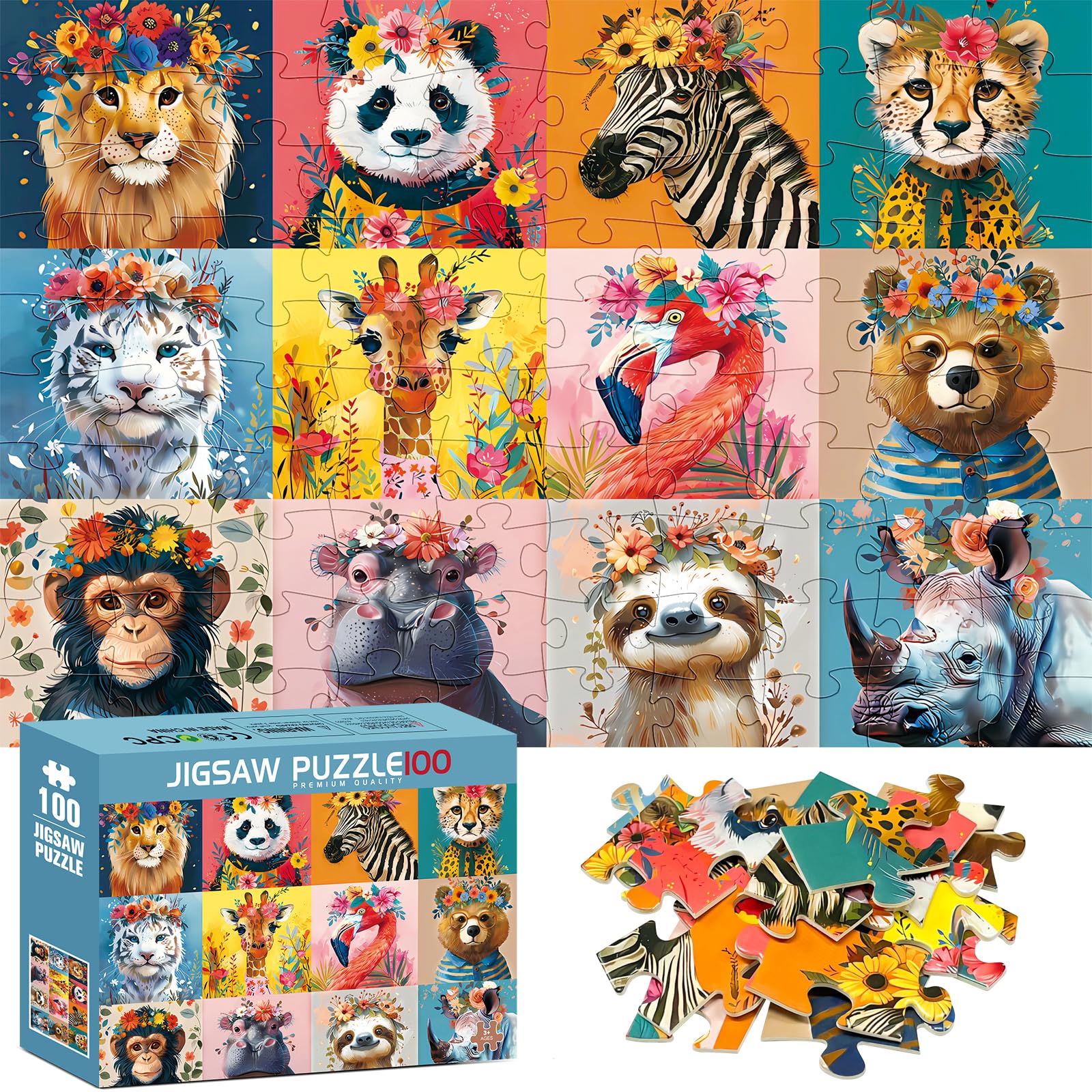 Amazon.com: 100 Pieces Puzzles for Kids Ages 4-8 | Beautiful Wild
