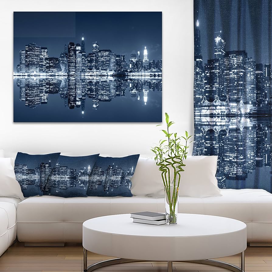 Amazon | デザインアートManhattan Night Reflection都市景観