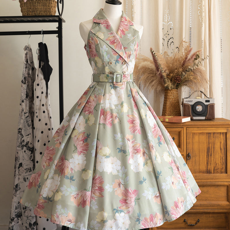 銀幕女優の花柄レトロワンピース – ManusMachina