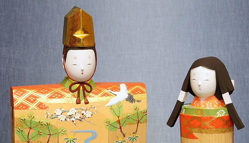 万葉堂 奈良一刀彫 雛人形 吉岡一泰作 立雛-早春6寸