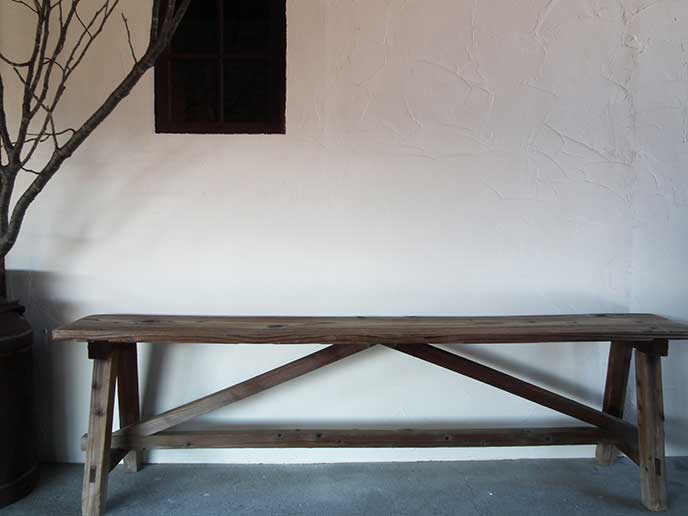 Z00080 アンティーク 古い木味の木製ベンチ | MANSIKKA