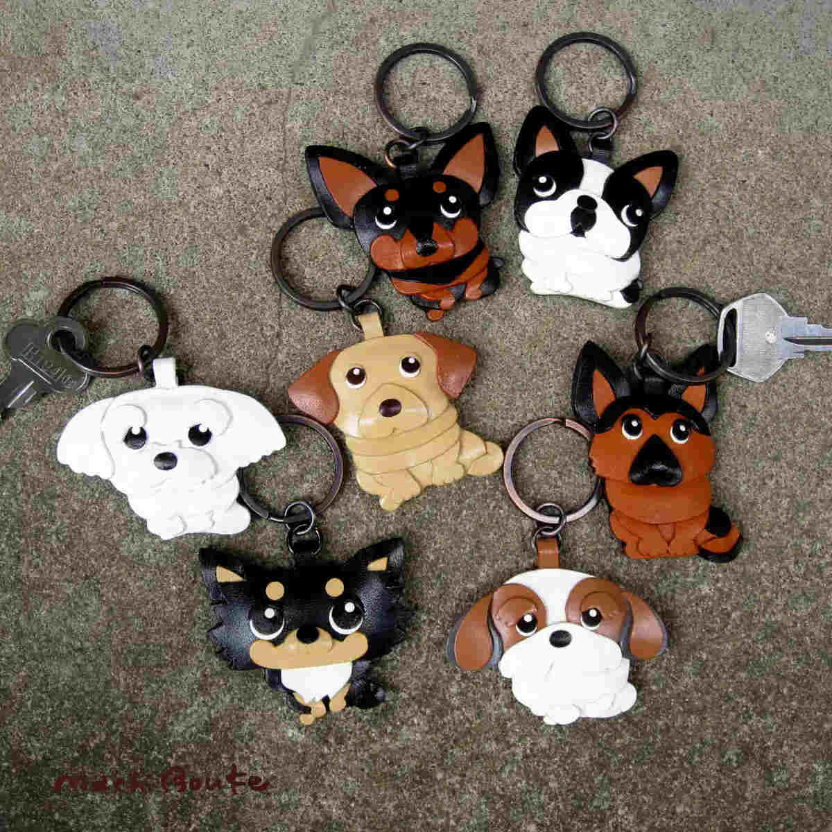 愛犬キーホルダー「まちぼう犬」 本革製 | machibouke