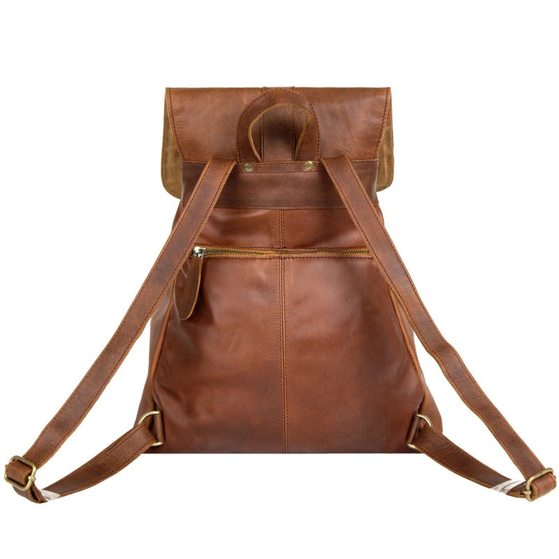 Personalized Brown Leather Womens Backpack for Work, School +