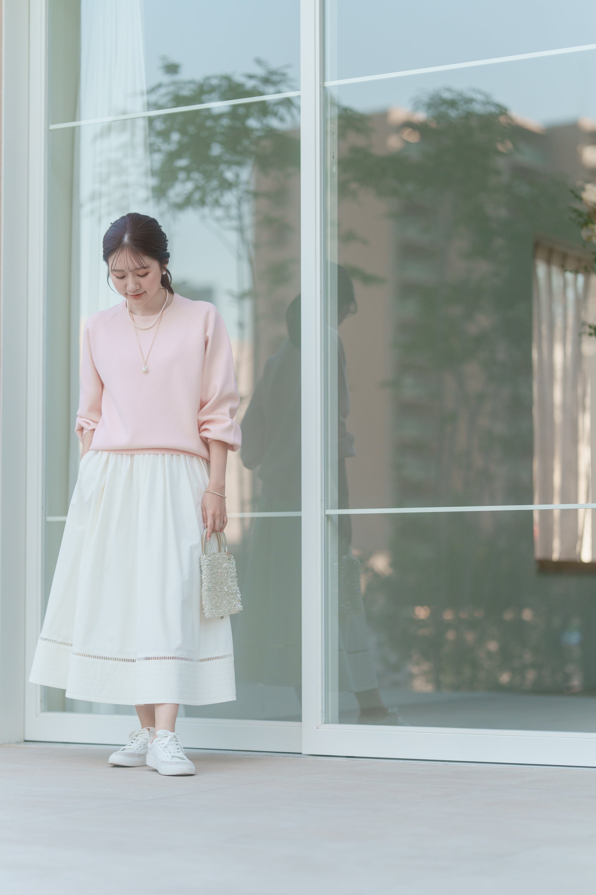 MEエンブロイダリーニットプルオーバー【リサイクルポリエステル