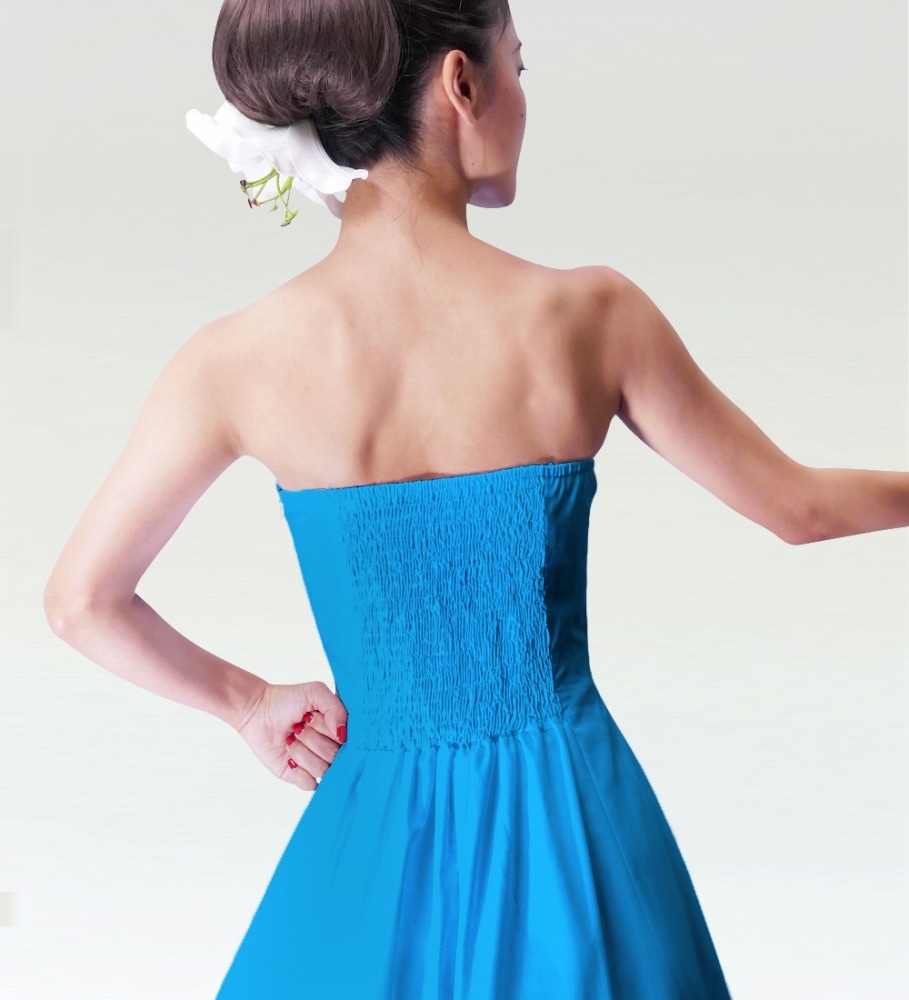 フラダンスムームー ストラップレスロングドレス ライトブルー 2550lbl