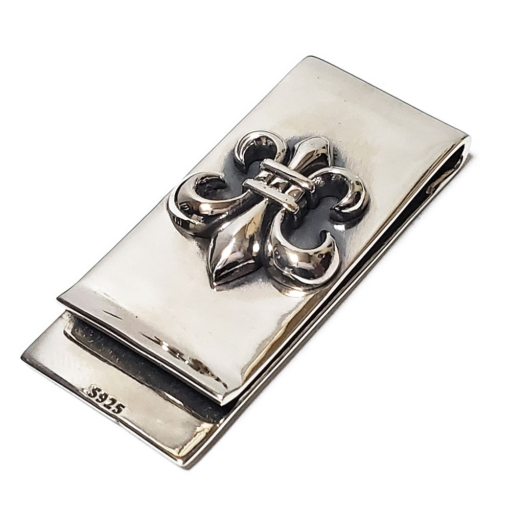 50mm リリーフレア（ユリ紋章） シルバー925 マネークリップ【札挟み