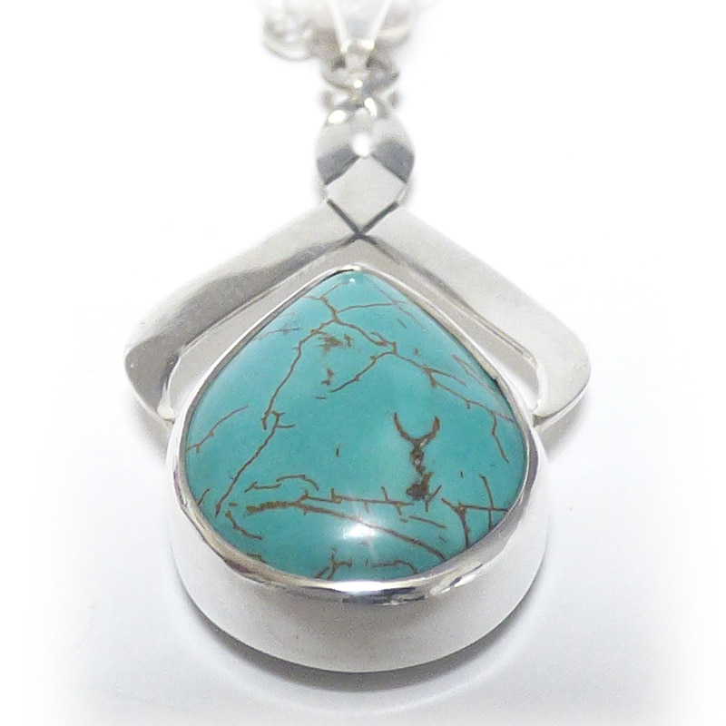 ドロップ・ターコイズ(雫/涙)型 シルバーフレーム シルバー925