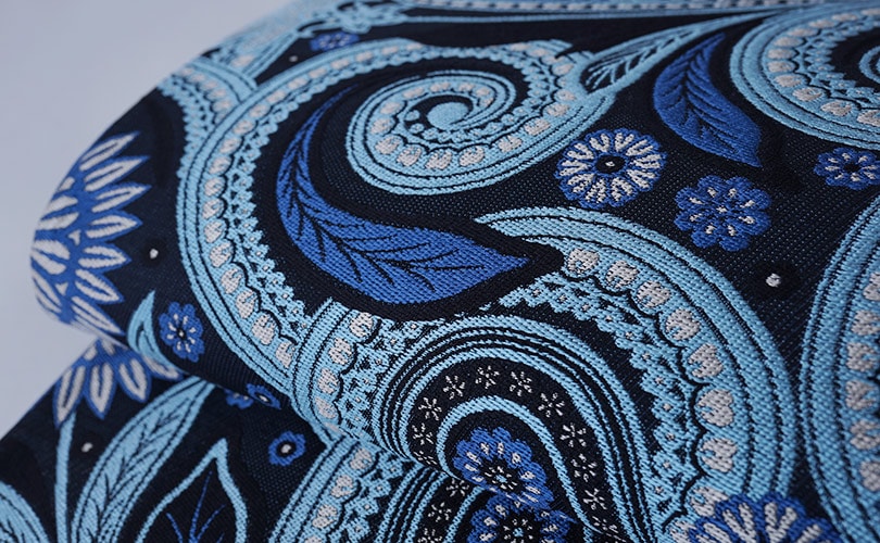 正絹袋帯 田中伝機業店 ブルー ペーズリー 両面リバーシブル | 袋帯