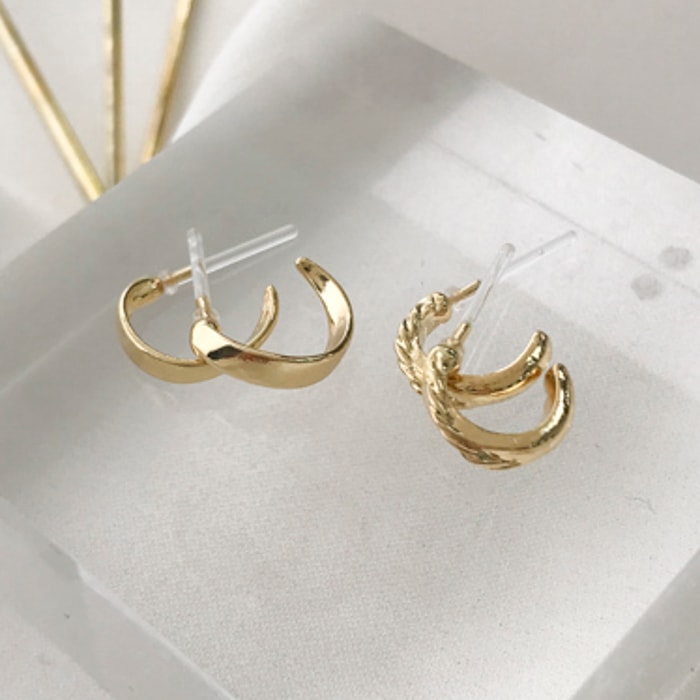 樹脂ピアスセット 4個 2ペア デザインフープ | ピアス,セットピアス