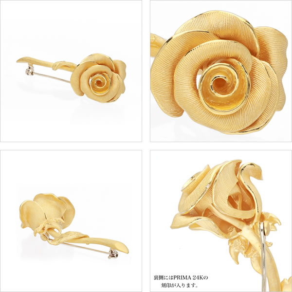純金 薔薇(バラ)のブローチ｜レディース,ブローチ商品｜PRIMA GOLD