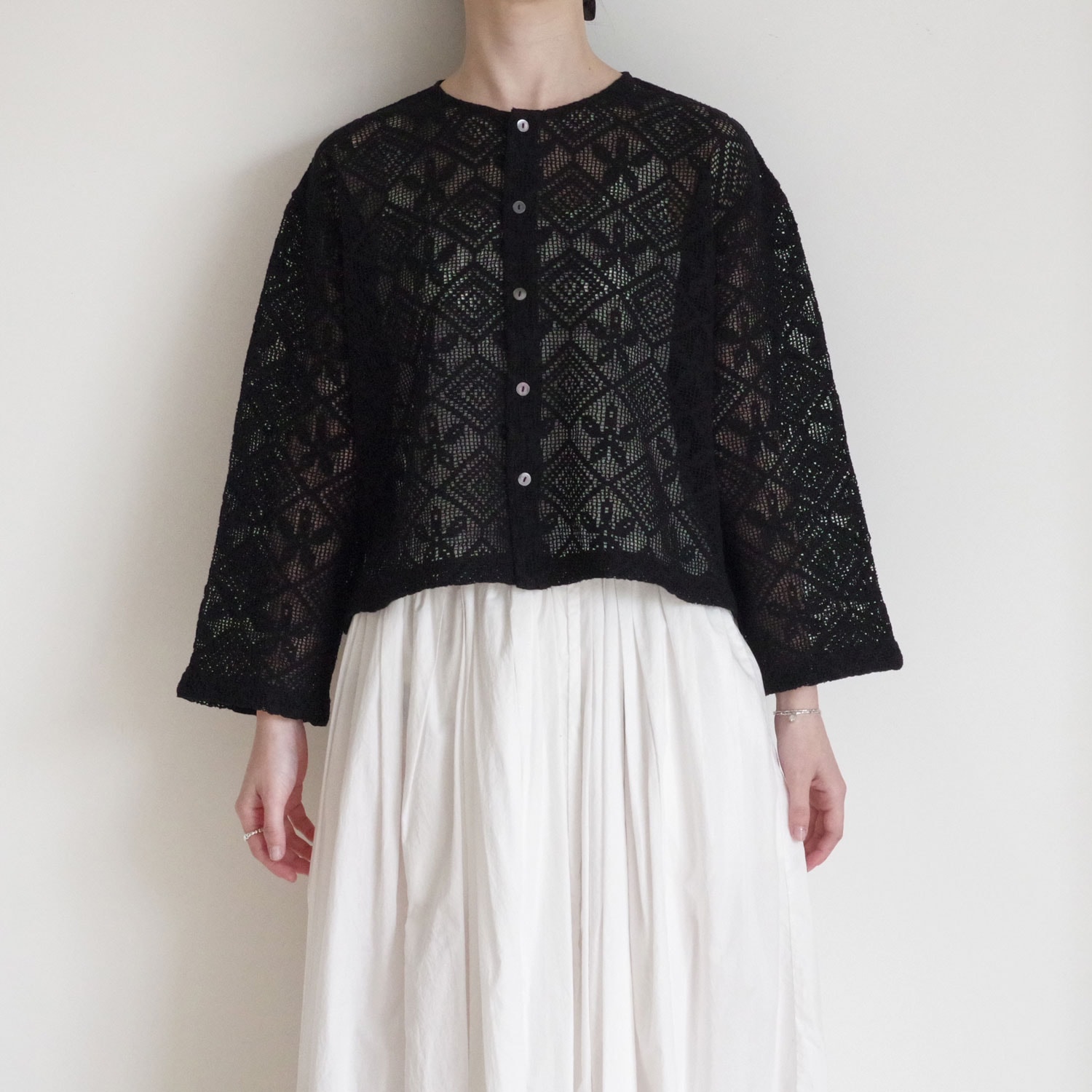 INDIA INDUSTRY インディアインダストリー : レースシャツカーディガン