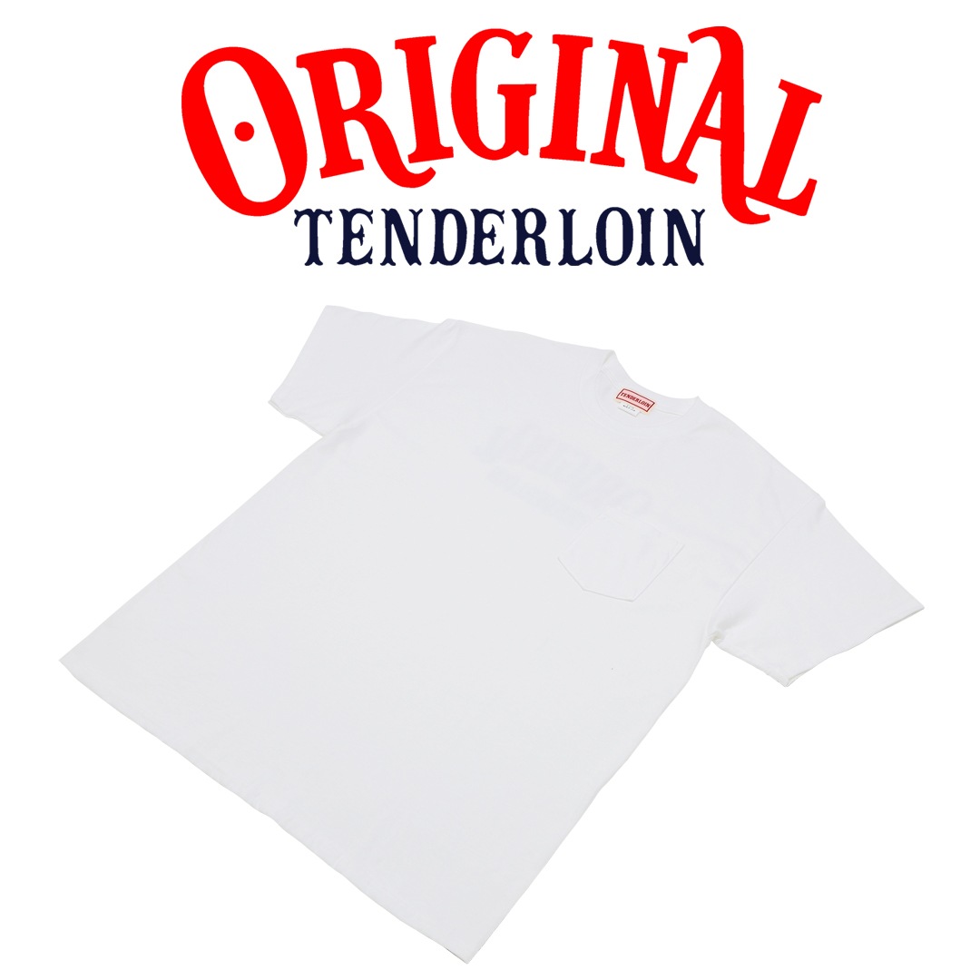 TENDERLOIN LOGO POCKET T-SHIRTS 6.0oz PREMIUM COTTON 100% WHITE