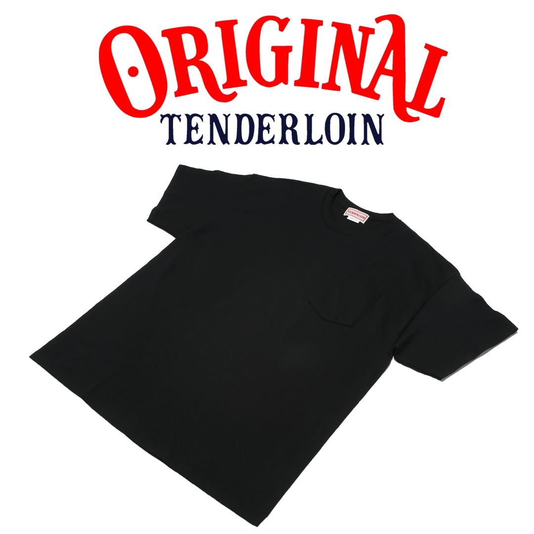 TENDERLOIN LOGO POCKET T-SHIRTS 6.0oz PREMIUM COTTON 100% BLACK
