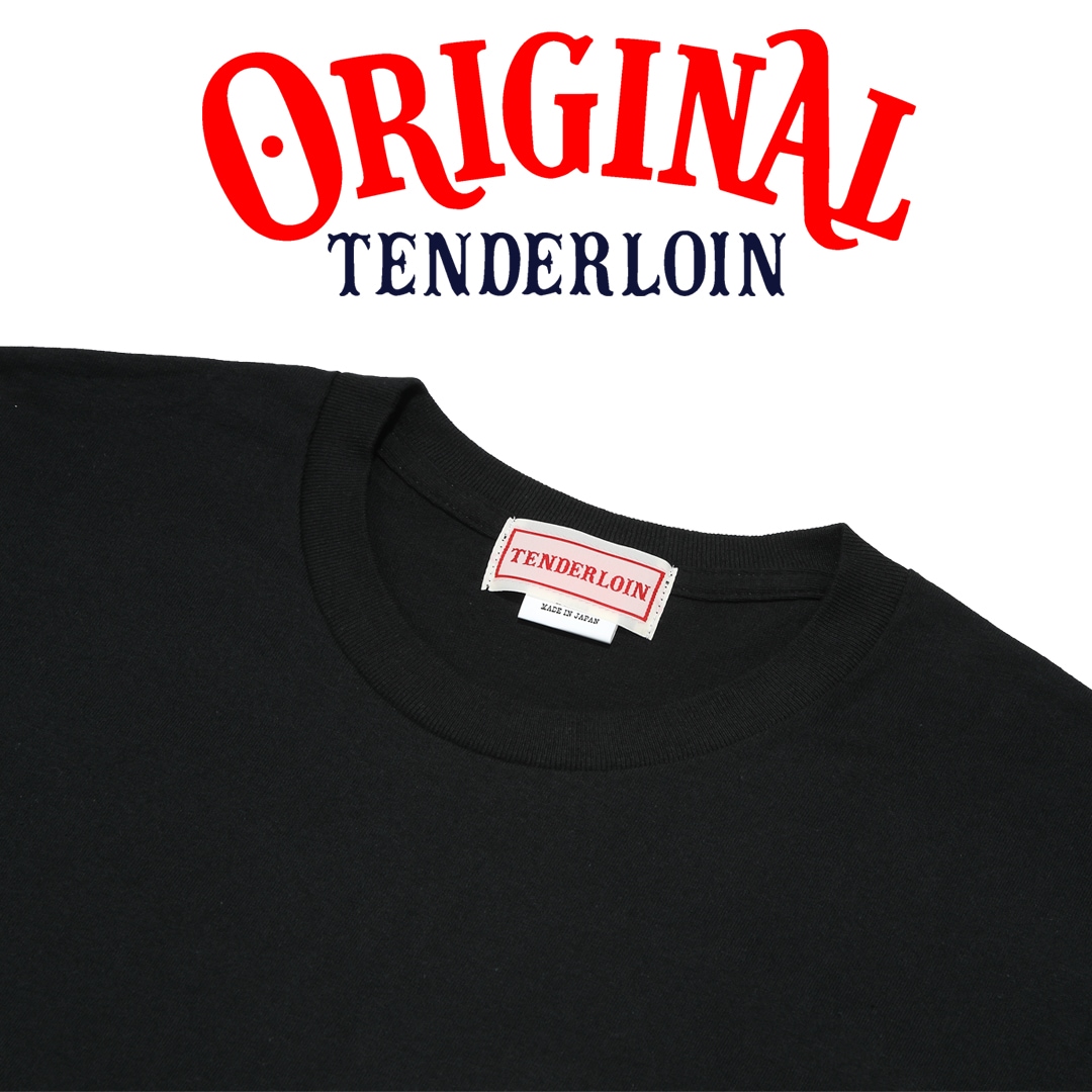 TENDERLOIN LOGO POCKET T-SHIRTS 6.0oz PREMIUM COTTON 100% BLACK
