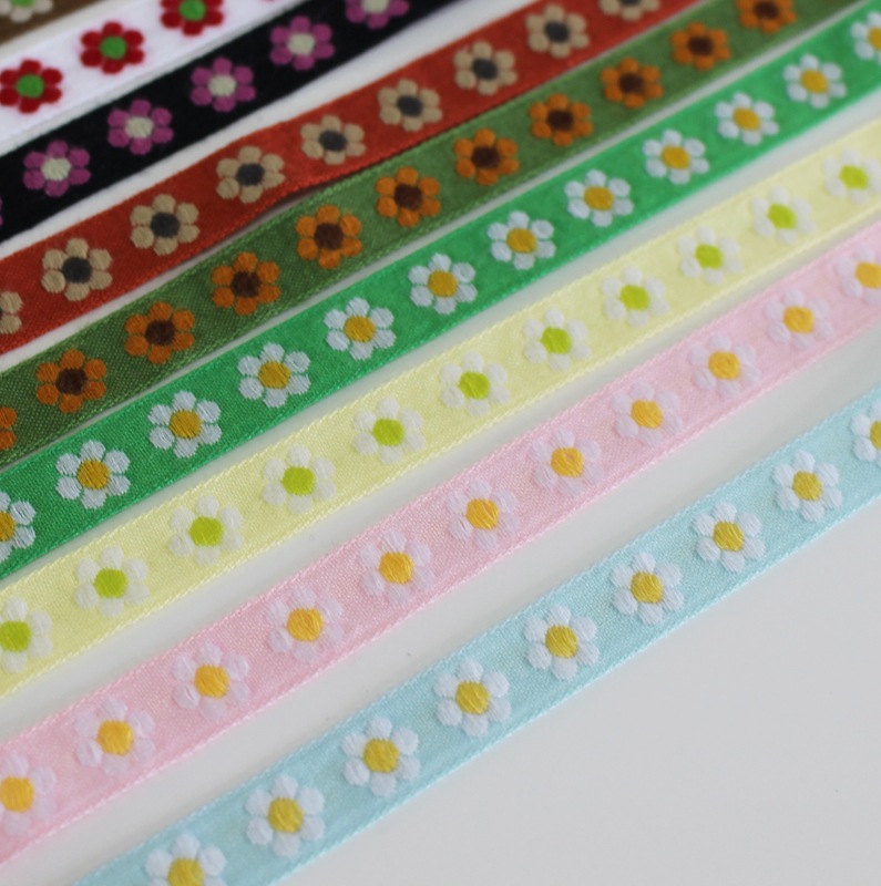 12色/12mm幅】レトロフラワー柄チロリアンテープ ジャガードリボン