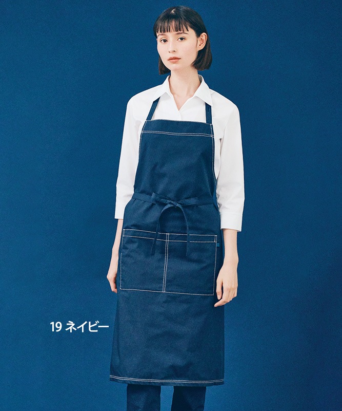 デニム調胸当てエプロン(首掛け)[男女兼用][ボストン商会製品] 27340