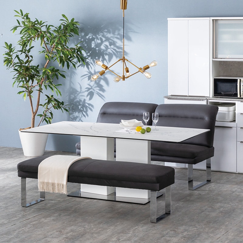 セラミックテーブルセット テーブル ビスマルク190SRT WH + ベンチ