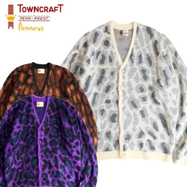 TOWNCRAFT（タウンクラフト）】 SHAGGY JACQUARD CARDIGAN ジャガード