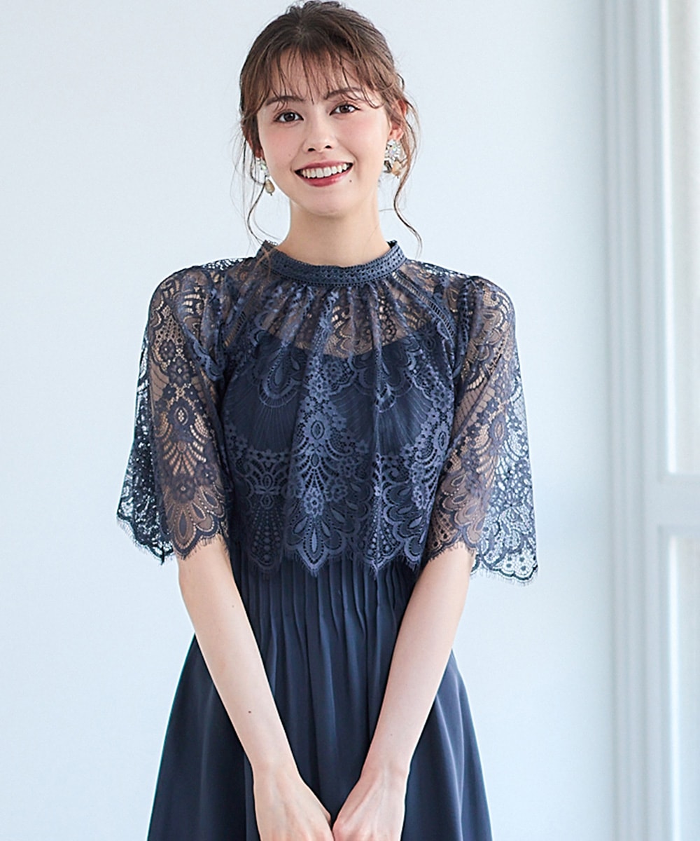 プチハイネックスカラレース半袖ボレロブラウス - 12Twelve Agenda