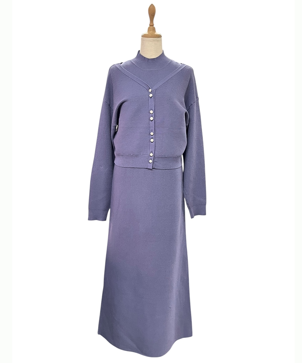 SALE】前後2wayカーディガン×ノースリーブワンピースセット