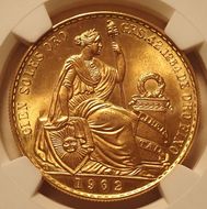 アメリカ1896年1ドル銀貨「モルガンダラー」、レインボートーン