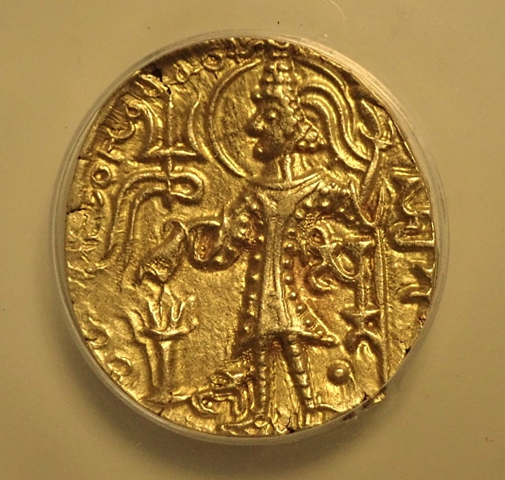 古代インド、クシャン朝シャカ王（AD325-345年）時代のディナール金貨