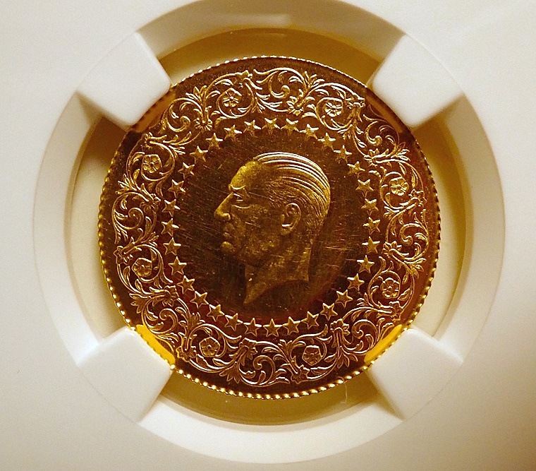 トルコ1970年、100クルシュ金貨、1970年銘の最高鑑定 | アンティーク