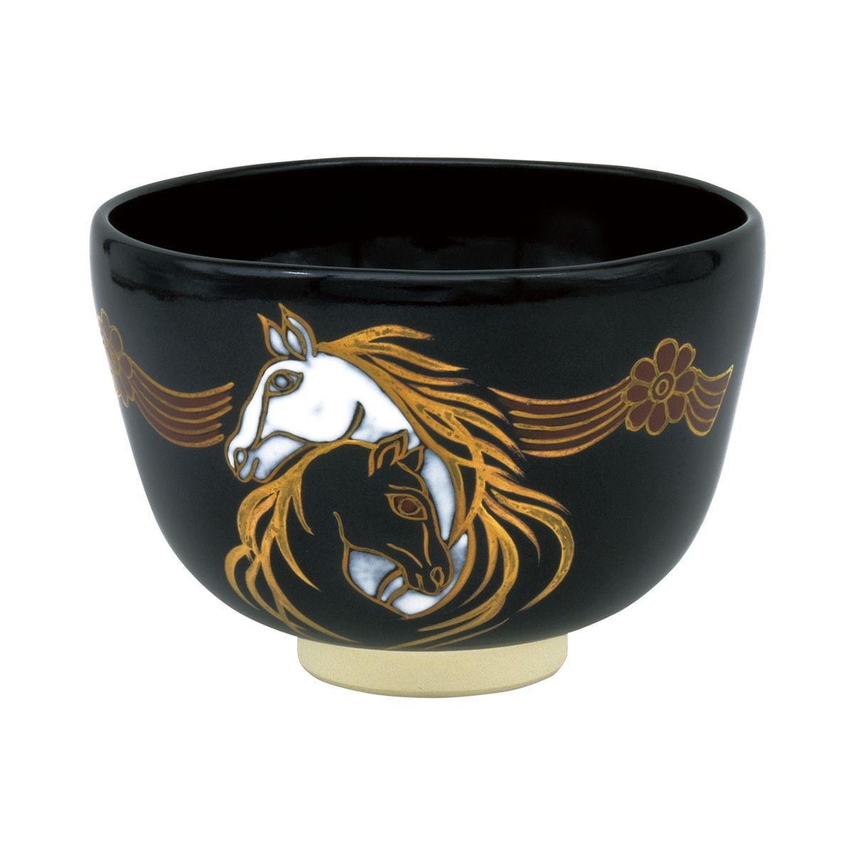 令和8年 午年 干支茶碗】黒釉 夫婦馬 山岡善高作（化粧箱） | 令和8年