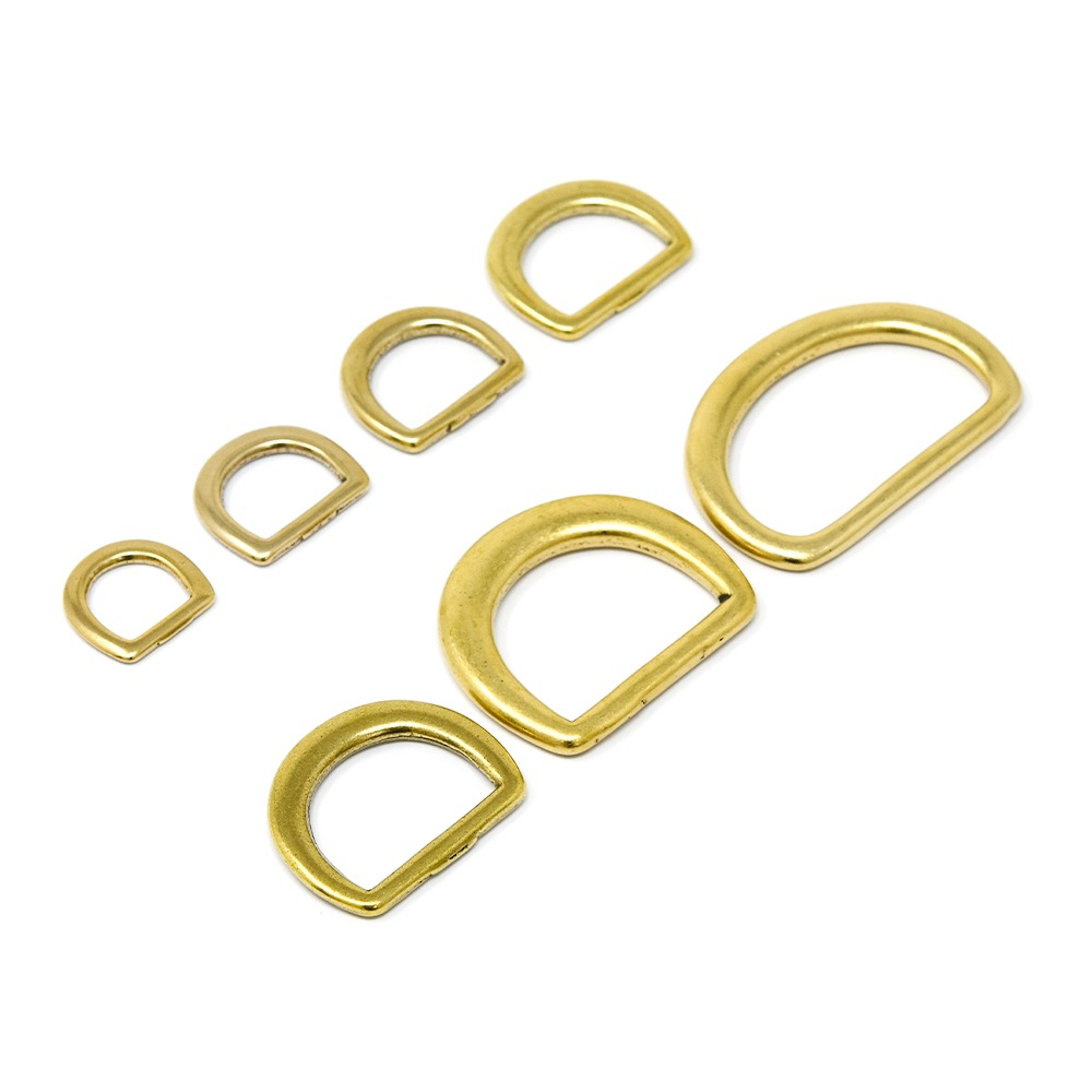 M700～706 / No.211 真鍮Dカン 12～38mm / 真鍮無垢 〈2個〉:がまぐち