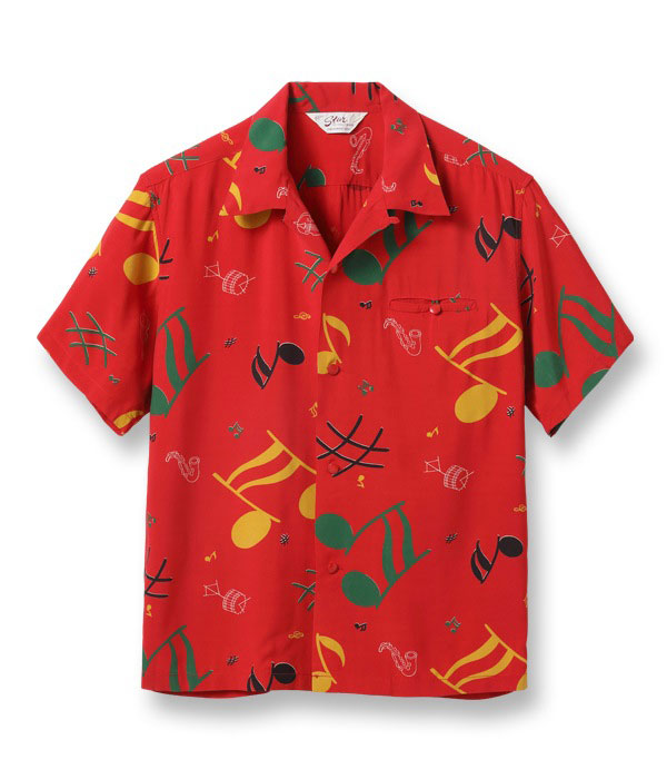 Lot No. SH39084 / HIGH DENSITY RAYON OPEN SHIRT “ROCKIN' NOTES