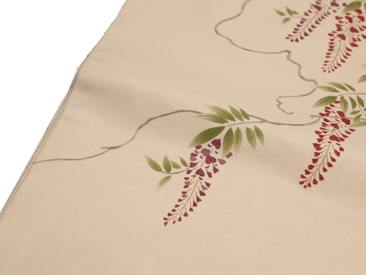 仕立て上がり正絹名古屋帯「灰白色の地に藤の花の柄」 | 帯,帯(名古屋