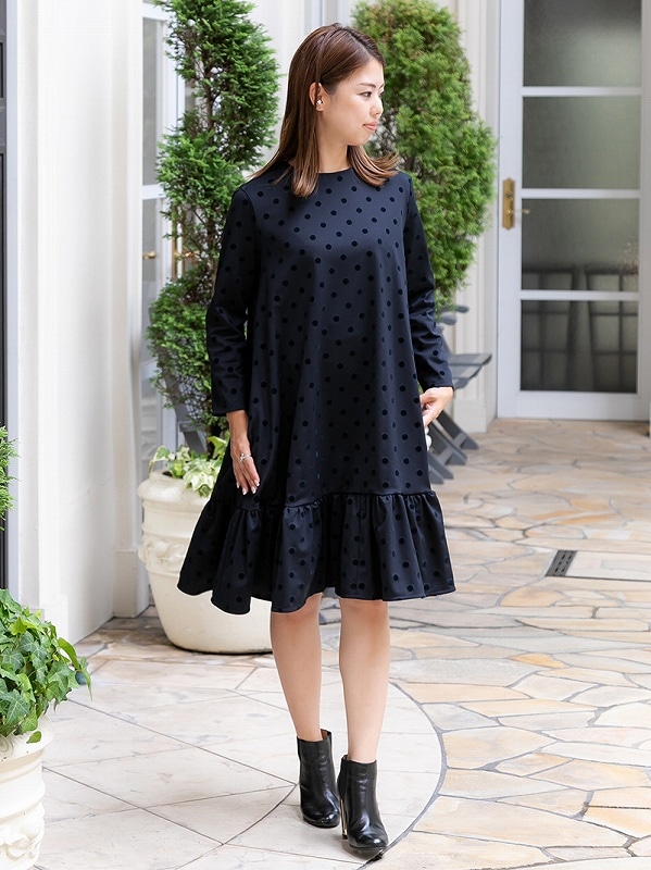 ドットワンピース～Short丈 | Onepiece,長袖 | | TREFLE＋1（トレフル