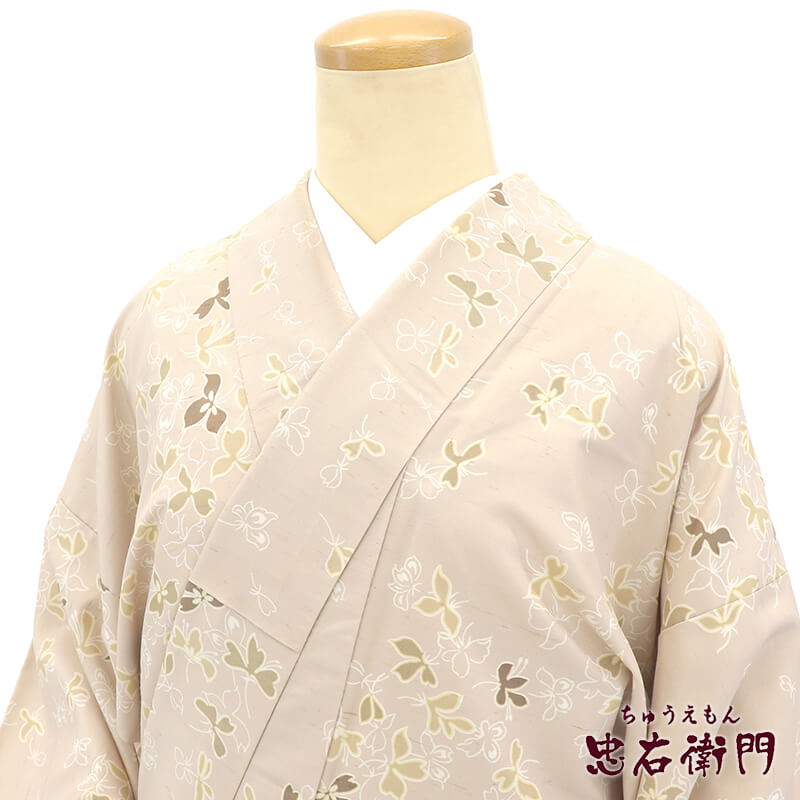 春一番の日に着たい色】【中古】 鬼紬 大江山 紬 つむぎ 証紙付き 袷