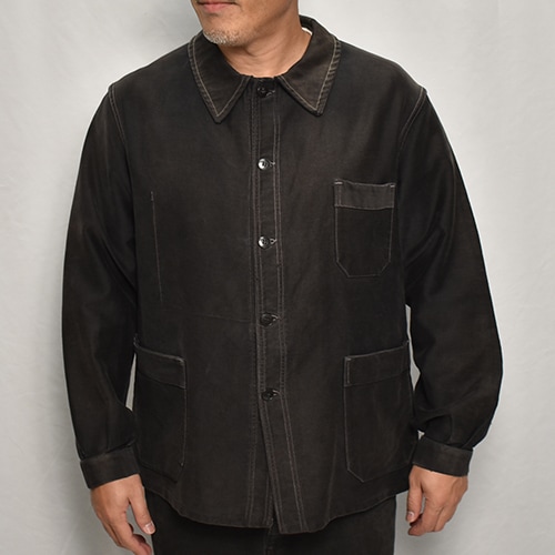 50's-60's Vintage French Black Moleskin Work Jacket(フレンチ