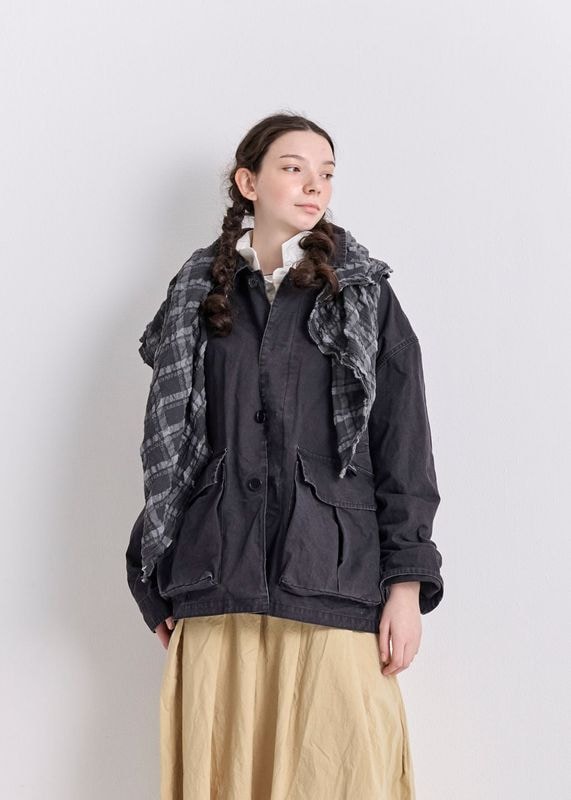 ヴェリテクール 高密度リネンセンタープリーツオールインワン オレンジ