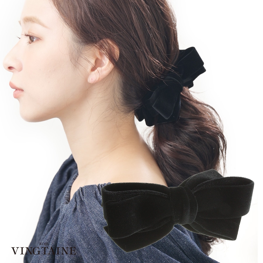 ベルベットリボンバナナクリップ H-880 | ヘアアクセサリー,バナナ