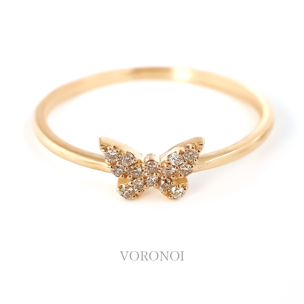 K18 蝶々 ダイヤモンド パヴェ リング