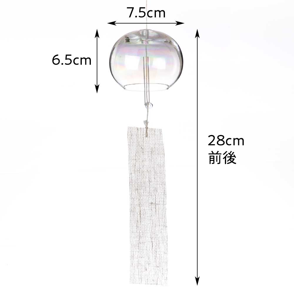 木之本 しゃぼん玉風鈴 大 クリスタルガラス かすみのような虹色 和風