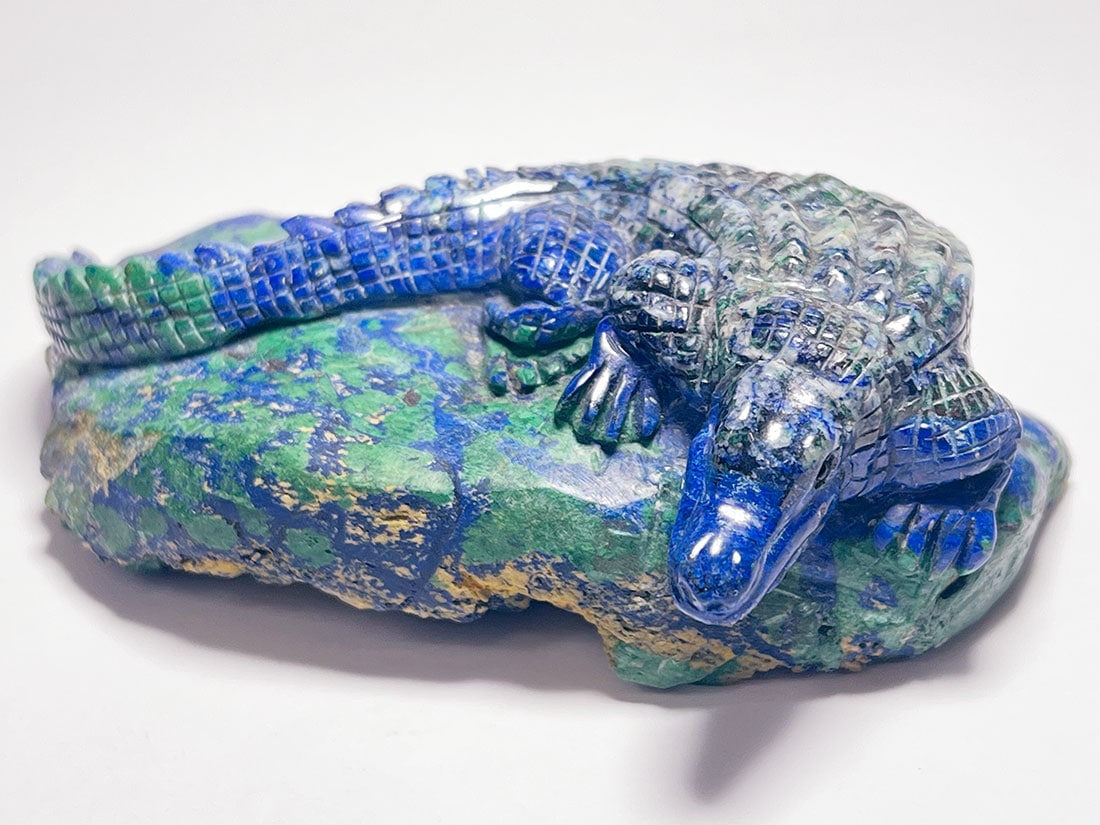 アウトレット】アズロマラカイト ワニ彫刻