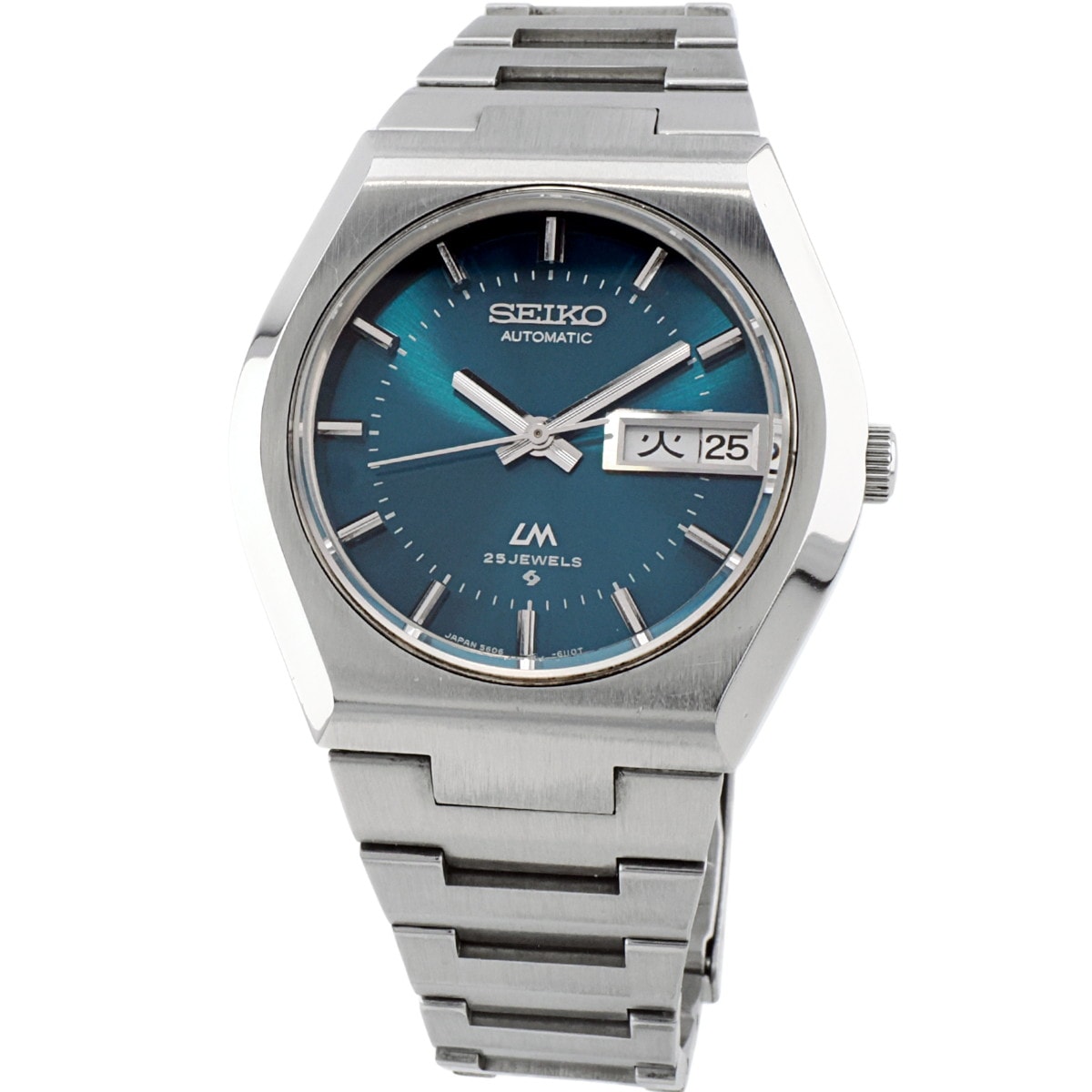 セイコー ロードマチック 5606-6060 スクリューバック 青色文字盤 自動