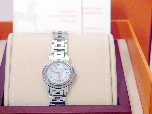 エルメス クリッパー CL4.210 ピンクシェル文字盤 クオーツ レディース