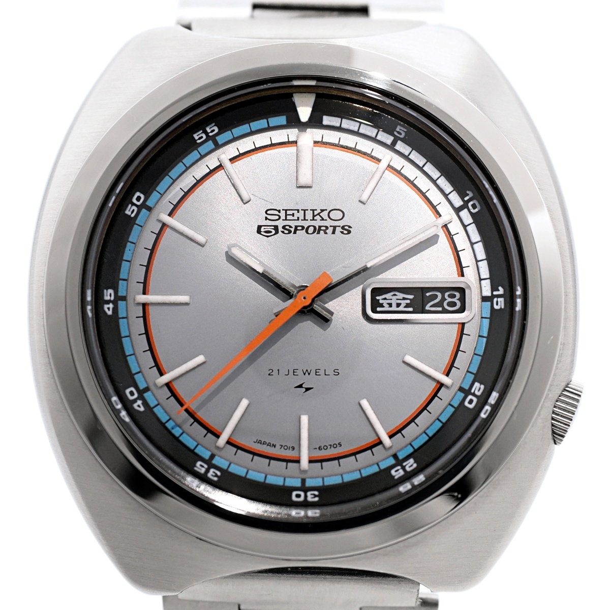 セイコー 5スポーツ 7019-6040 グレー文字盤 21石 自動巻 OH済 昭和46