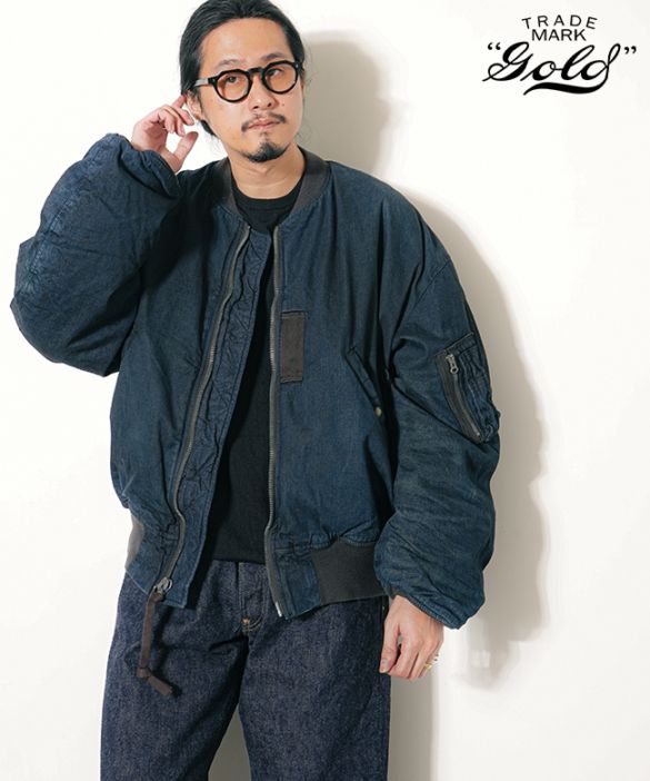 GL15855H]gold(ゴールド) CLIMASHIELD PADDING 10oz. DENIM MA-1