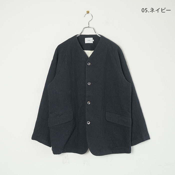 R27505]RINEN(リネン) 2/48ウール綾織 ラグランノーカラージャケット