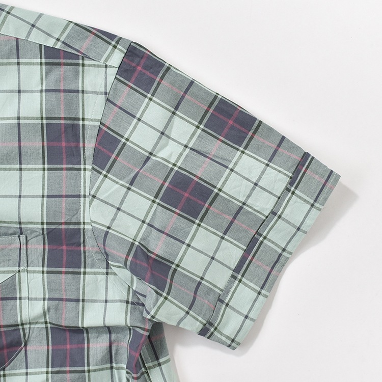 PMAR-SS01]PHIGVEL(フィグベル) Cambric Check Open Collar SS Shirt