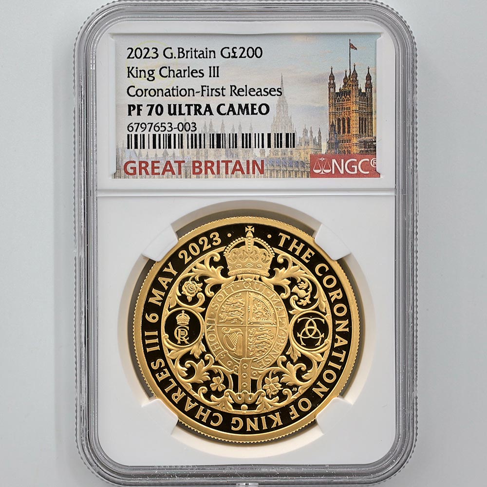 2023 英国 チャールズ3世 戴冠式 200ポンド 金貨 2オンス プルーフ NGC